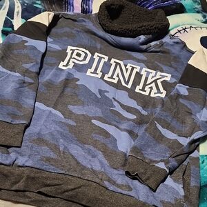 PINK Victoria's Secret Blue and Black Hoodie